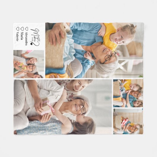 Peronalized 5 Photo Best Mimi Ever Minimalist Fleecedecke (Vorderseite (Horizontal))