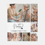 Peronalized 6 Photo Best Nonna Ever Minimalist Fleecedecke (Vorderseite)