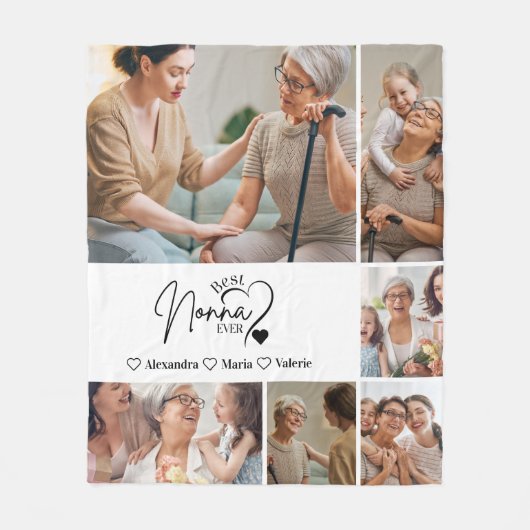 Peronalized 6 Photo Best Nonna Ever Minimalist Fleecedecke (Vorderseite)