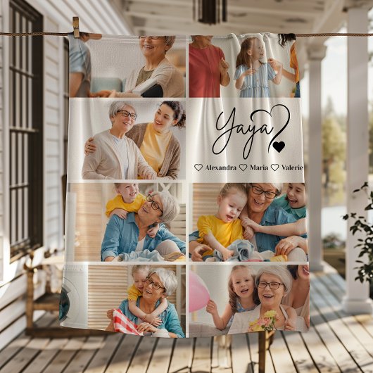 Peronalized 7 Photo Yaya Minimalist Line Art Fleecedecke