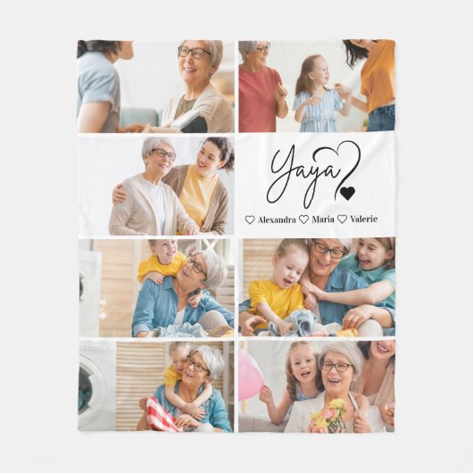 Peronalized 7 Photo Yaya Minimalist Line Art Fleecedecke (Vorderseite)