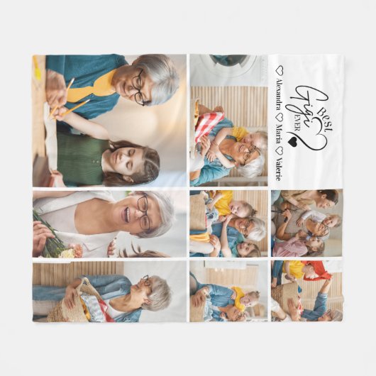 Peronalized 8 Photo Best Gigi Ever Minimalist Fleecedecke (Vorderseite (Horizontal))