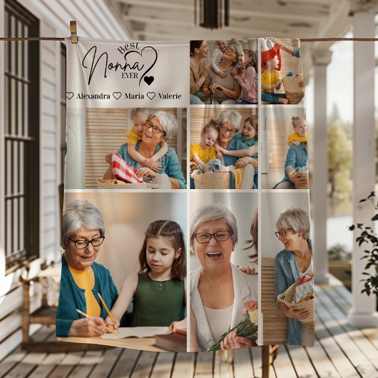 Peronalized 8 Photo Best Nonna Ever Minimalist Fleecedecke