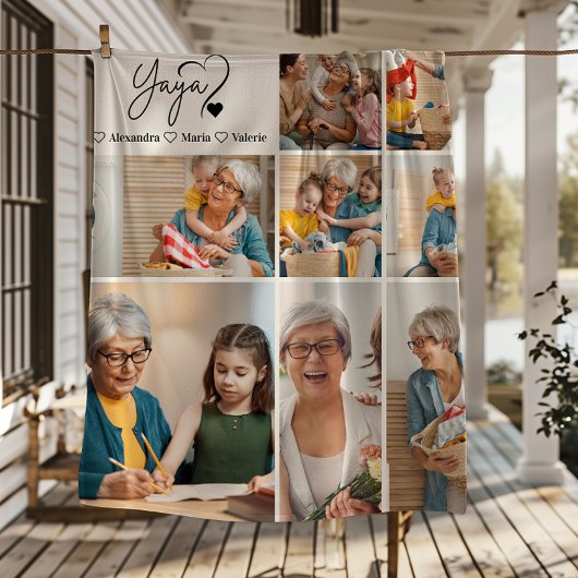 Peronalized 8 Photo Yaya Minimalist Line Art Fleecedecke