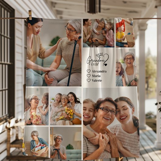 Peronalized 9 Photo Best Grandma Ever Minimalist Fleecedecke