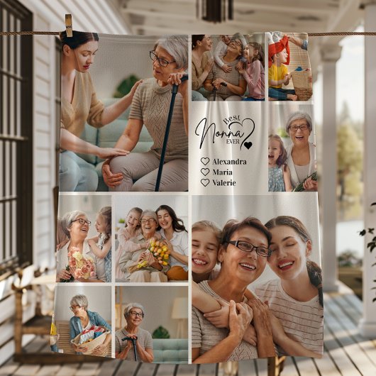 Peronalized 9 Photo Best Nonna Ever Minimalist Fleecedecke