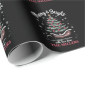 Peronalized Christmas Sleigh Tree Merry & Bright Geschenkpapier (Rolleneckpunkt)
