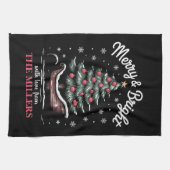 Peronalized Christmas Sleigh Tree Merry & Bright Geschirrtuch (Horizontal)