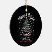 Peronalized Christmas Sleigh Tree Merry & Bright Keramik Ornament (Rechts)
