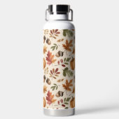Peronalized Fall Earthy Orange Watercolor-Blätter Trinkflasche (Rückseite)