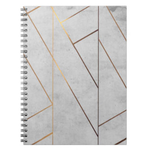 Peronalized Gray Marble Gold Geometric Notizblock