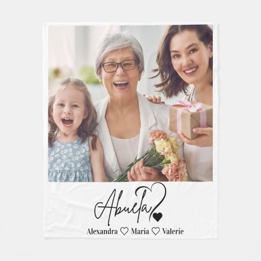 Peronalized Photo Abuela Minimalist Line Art Fleecedecke (Vorderseite)
