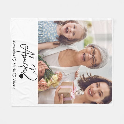 Peronalized Photo Abuela Minimalist Line Art Fleecedecke (Vorderseite (Horizontal))