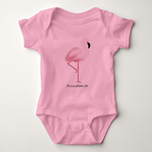 Peronalized rosa Flamingo Baby Strampler (Vorderseite)