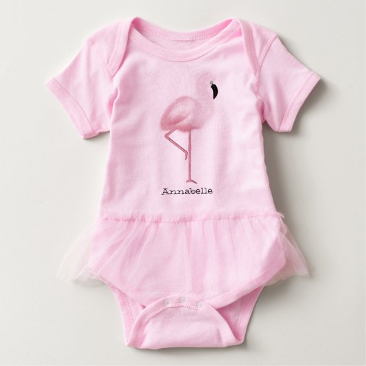 Peronalized rosa Flamingo Baby Strampler (Vorderseite)