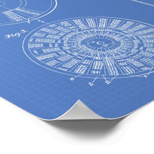 Perpetual Calendar 1925 Patent Art Blueprint Poster (Ecke)