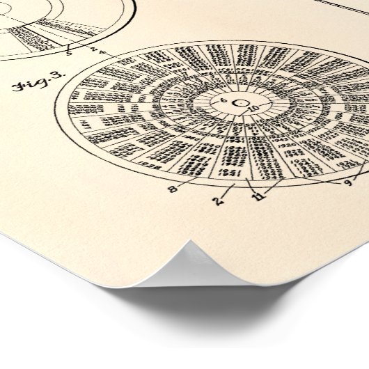 Perpetual Calendar 1925 Patent Art Old Peper Poster (Ecke)