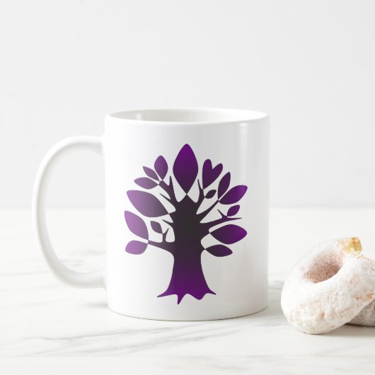 Perpetual Lila Tree Liebe Infinity Line Art Kaffeetasse (Mit Donut)