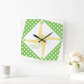 Perpetual Motion - Green & Peach Quadratische Wanduhr (Zuhause)