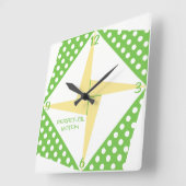 Perpetual Motion - Green & Peach Quadratische Wanduhr (Winkel)