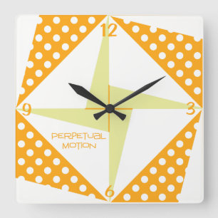 Perpetual Motion- Orange Quadratische Wanduhr