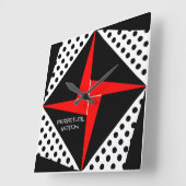 Perpetual Motion Red/Black Quadratische Wanduhr (Winkel)