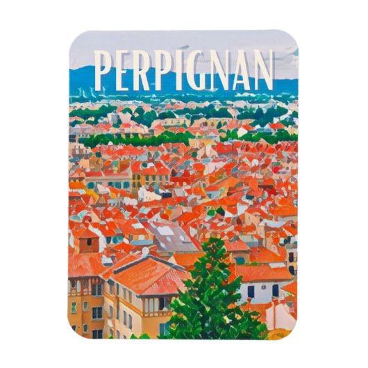Perpignan Foto Vintage Magnet (Vertikal)