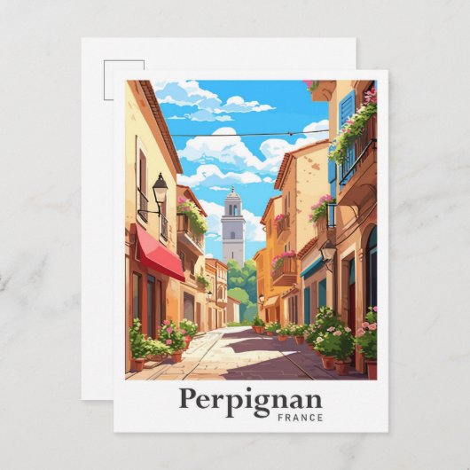 Perpignan Frankreich Art Vintage Reise Postkarte (Vorne/Hinten)