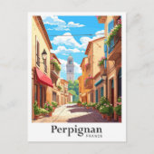 Perpignan Frankreich Art Vintage Reise Postkarte (Vorderseite)