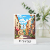 Perpignan Frankreich Art Vintage Reise Postkarte (Stehend Vorderseite)