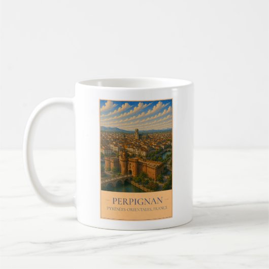 Perpignan, Frankreich – Vintage-Reisebecher Kaffeetasse (Links)