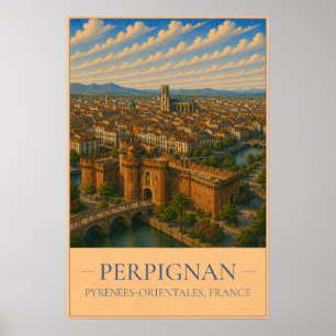Perpignan, Frankreich – Vintage-Reiseposter Poster