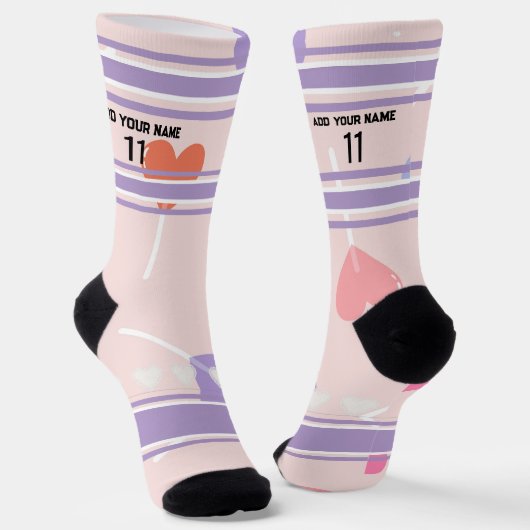 Perple & Pink- Name Nummer Herz Socken (Gewinkelt)