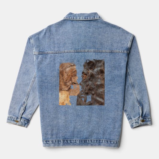 Perplexes Frauenprofil - Holz Jeansjacke (Rückseite)