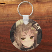 Perplexes Mädchen, gelb, goldbraune Augen Schlüsselanhänger (Vorderseite)