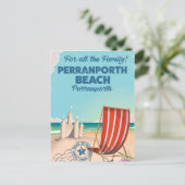 Perranporas Strand Vintages Strandposter Postkarte (Stehend Vorderseite)