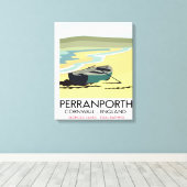 Perranporth Cornwall Seaside Reiseplakat. Leinwanddruck (Insitu (Holzboden))
