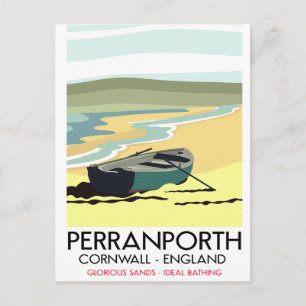 Perranporth Cornwall Seaside Reiseplakat. Postkarte