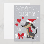 Perro salchicha Weihnachten. Dackel Santa. Feiertagskarte (Vorne/Hinten)