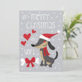 Perro salchicha Weihnachten. Dackel Santa. Feiertagskarte (Stehend Vorderseite)