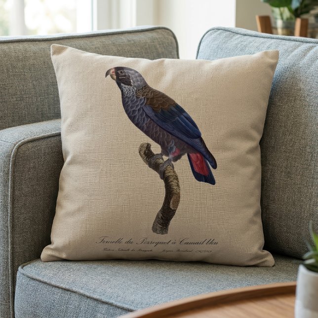 Perroquet a Camail bleu / Dusky Papagei Kissen (Dusky Parrot or Dusky Pionus, Pionus fuscus. Throw Pillow)