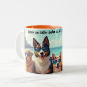 Perros con Estilo: Gafas de Sol y Arena en la Play Zweifarbige Tasse (Vorderseite Links)
