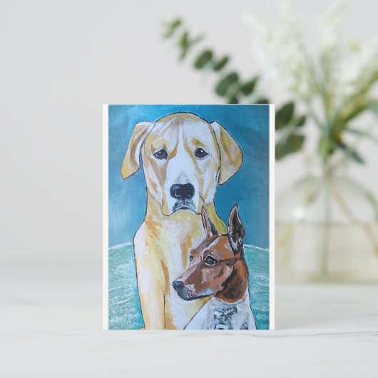 Perros en la Playa Malerei von Alfred Fox Postkarte (Stehend Vorderseite)