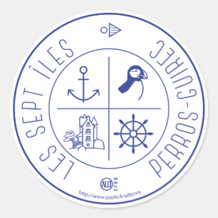 Perros-Guirec die sieben Inseln Runder Aufkleber