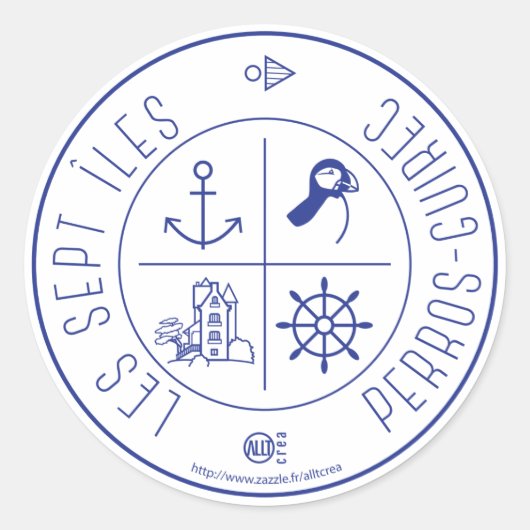 Perros-Guirec Runder Aufkleber (Vorderseite)