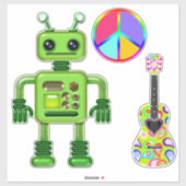 Perry der Peridot Robot Peace Sign Guitar Aufkleber (Blatt)