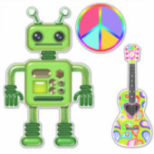 Perry der Peridot Robot Peace Sign Guitar Aufkleber (Vorderseite)