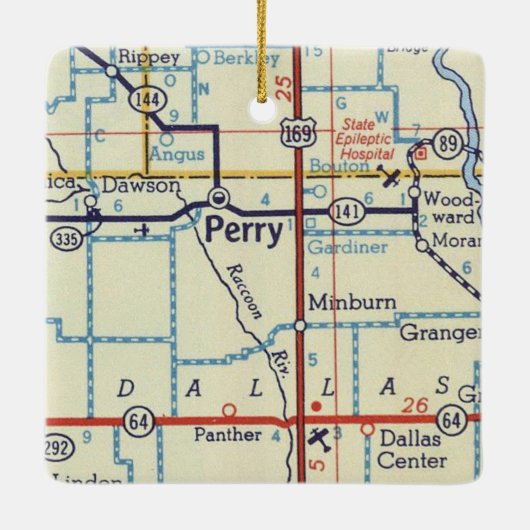 Perry IA Vintage Karte Keramikornament (Rückseite)