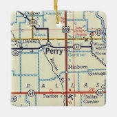 Perry IA Vintage Karte Keramikornament (Vorderseite)