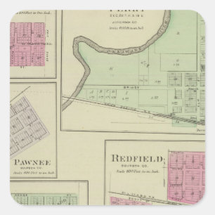 Perry, Memphis, Pawnee, Bronson, Redfield, Kansas Quadratischer Aufkleber